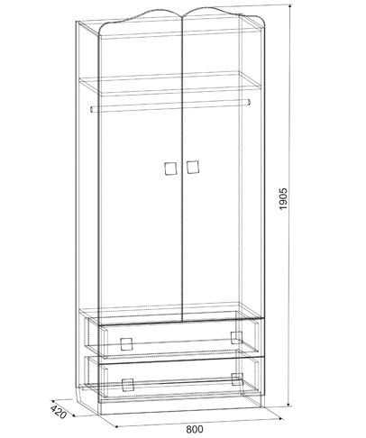 Шкаф Амели с ящиками  (2 двери) 