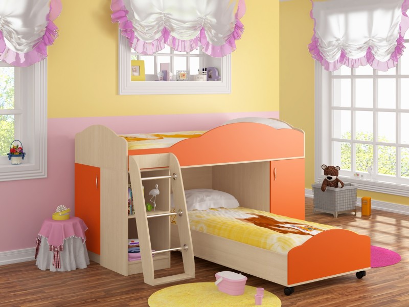 Кровать-чердак Дюймовочка 5.1 (набор для 2 детей)