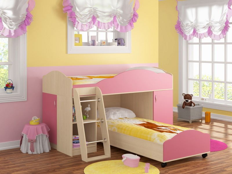 Кровать-чердак Дюймовочка 5.1 (набор для 2 детей)