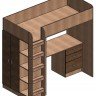 Кровать чердак Теремок 3 (угловой стол)