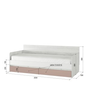 Кровать тахта с бортиком и подушками Зефир 900.4