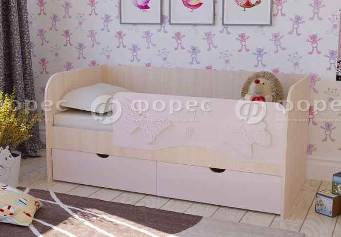 Кровать с бортиком для девочки Бабочки Форес