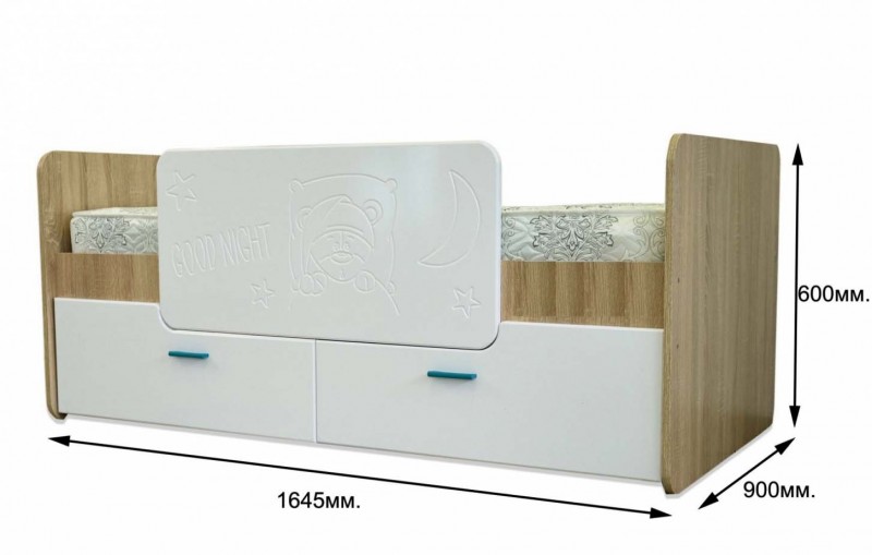 Кровать с бортиком и ящиками Умка ЛДСП (К-001+О-001+Я-001)