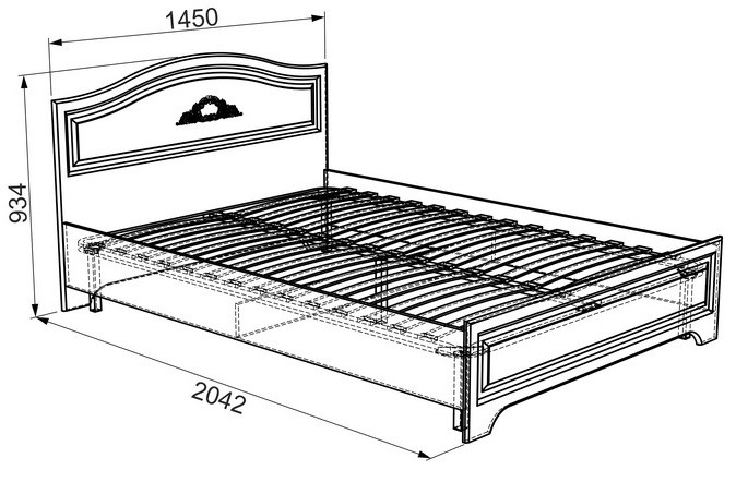 Кровать двуспальная Белла (белый/джелато софт)