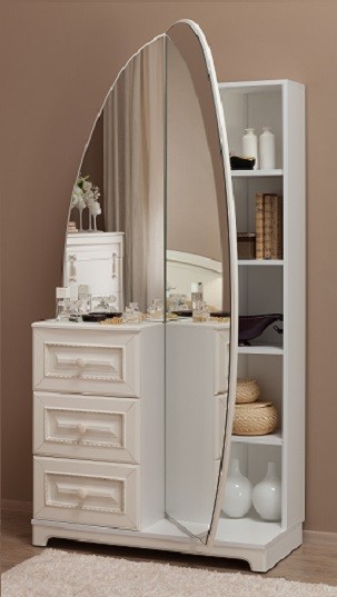 Шкаф комбинированный с зеркалом Белла (белый/джелато софт)