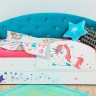 Детская кровать с бортиком Звездочка  Единорожка (мятная)
