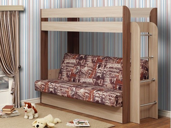 Кровать двухъярусная с диваном Немо
