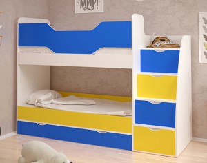 Двухъярусная кровать с лестницей комодом Индиго 9 (многоцветная)