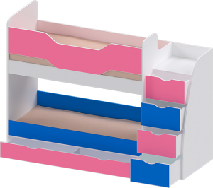 Двухъярусная кровать с лестницей комодом Индиго 9 (многоцветная)