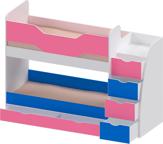 Двухъярусная кровать с лестницей комодом Индиго 9 (многоцветная)
