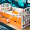 Детская кровать с бортиком Алфавити (2 ящика/цветное ЛДСП)
