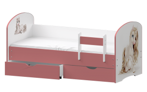 Детская кровать с бортиком Единорожка (2 ящика/цветное ЛДСП)