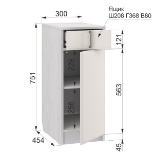 Тумба туалетного столика Андрэа 12.2.1 (ясень анкор светлый/крем)