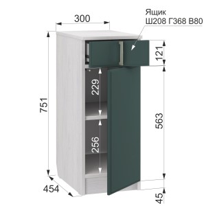 Тумба туалетного столика Андрэа 12.2.1 (ясень анкор светлый/авокадо)