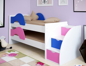 Выкатная кровать Матрешка с лестницей