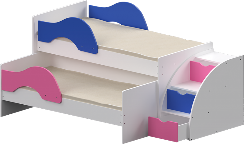 Выкатная кровать Матрешка с лестницей