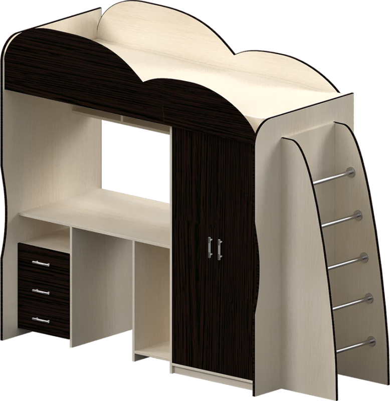 Кровать чердак со столом Индиго 3