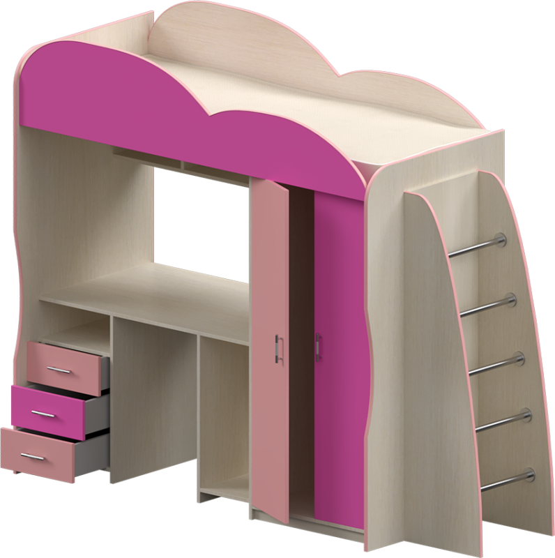 Кровать чердак со столом Индиго 3.1
