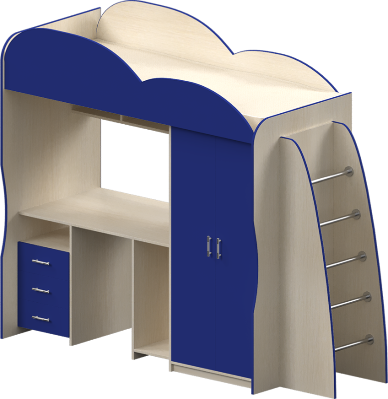 Кровать чердак со столом Индиго 3.1