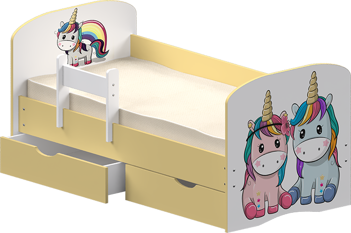 Детская кровать с бортиком и 2 ящика ФОТО (цветное ЛДСП)