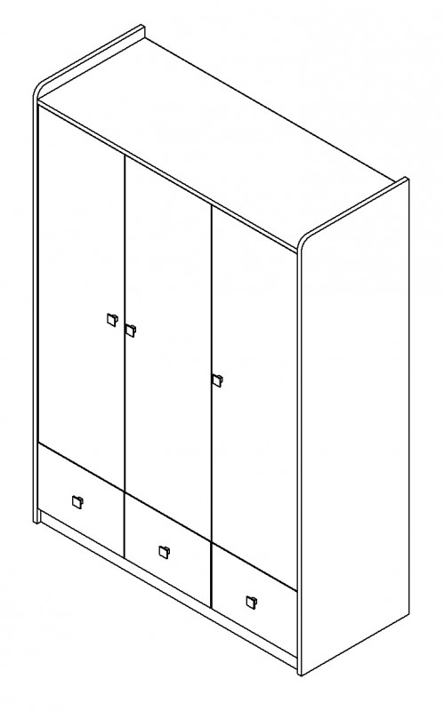 Шкаф 3-х дверный Дельта-Сильвер 9.1
