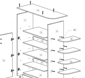 Двухъярусная кровать Мая​ Снежка с ящиками и шкафом 