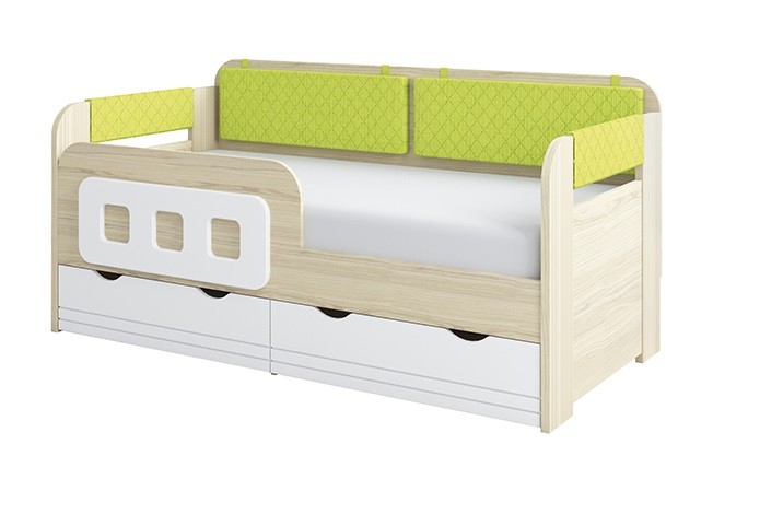 Кровать тахта Стиль 800.4 (лайм) с бортиком и подушками