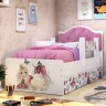 Кровать Каспер 2 с мягкой спинкой и бортиками Принцесса и единорог Д
