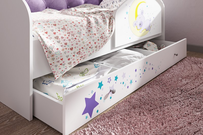 Детская кровать с бортиком Звездочка Мишка (стразы)